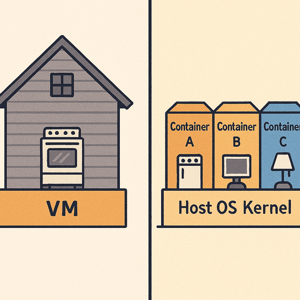 Docker từ A-Z (Phần 1): Docker là gì và tại sao bạn nên quan tâm? 3 Ảnh minh họa so sánh kiến trúc Docker container (nhẹ, chia sẻ kernel) và Máy ảo VM (nặng, hệ điều hành riêng) - siucode.com
