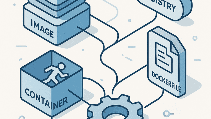 Docker từ A-Z (Phần 2): Khám phá các mảnh ghép cốt lõi 1 Ảnh featured: Các khái niệm cốt lõi của Docker - Image, Container, Dockerfile, Engine, Registry và mối liên hệ - siucode.com